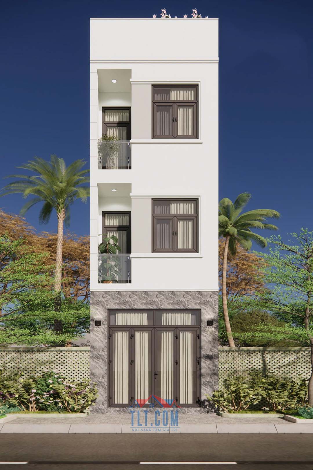 Thiết kế 3D nhà 1 trệt 2 lầu 1 tum