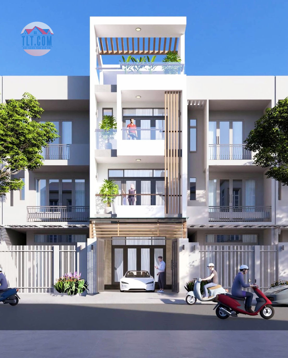 Nhà 1 trệt 2 lầu 1 tum