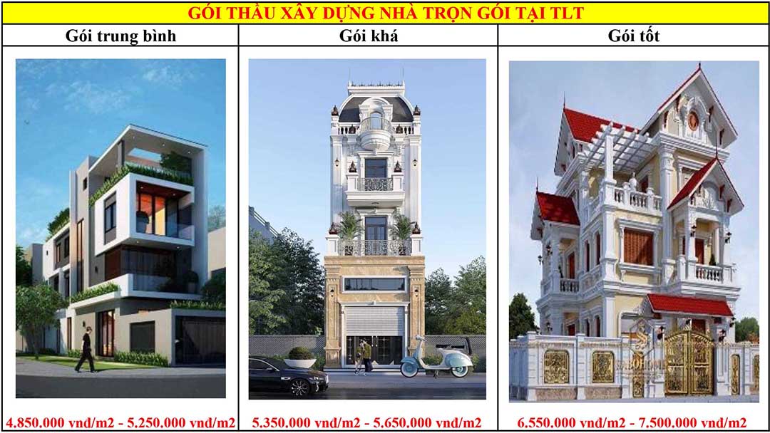 Bảng báo giá xây nhà trọn gói