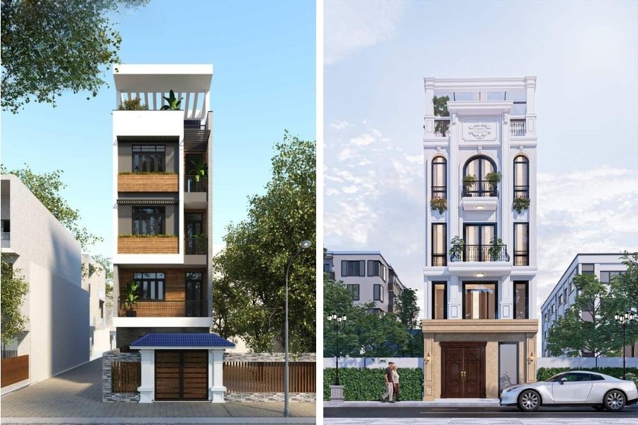 Mẫu nhà 4 tầng đa phong cách thiết kế
