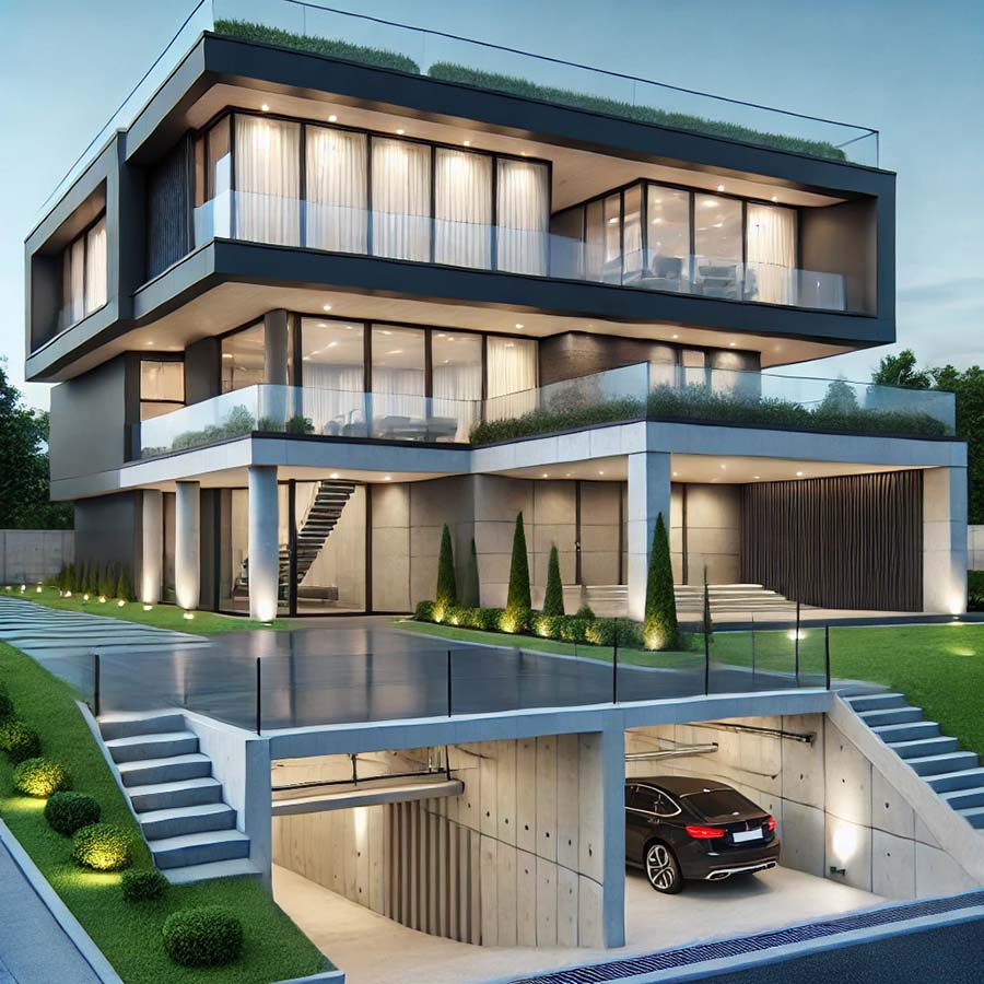 Mẫu nhà tầng hầm nổi