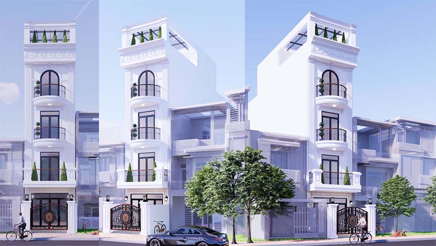 Mẫu nhà 4 tầng tân cổ điển