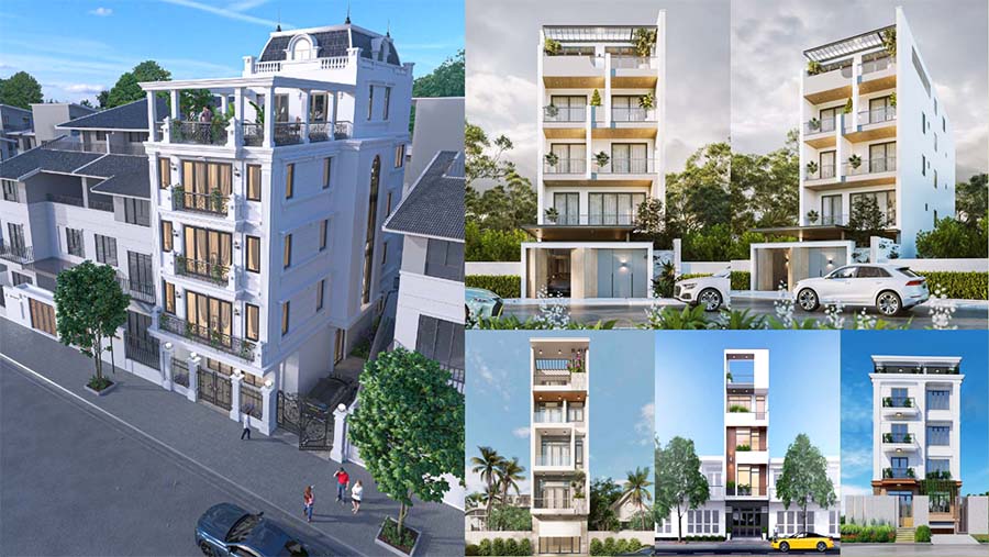Thiết kế kiến trúc nhà 4 tầng 1 tum