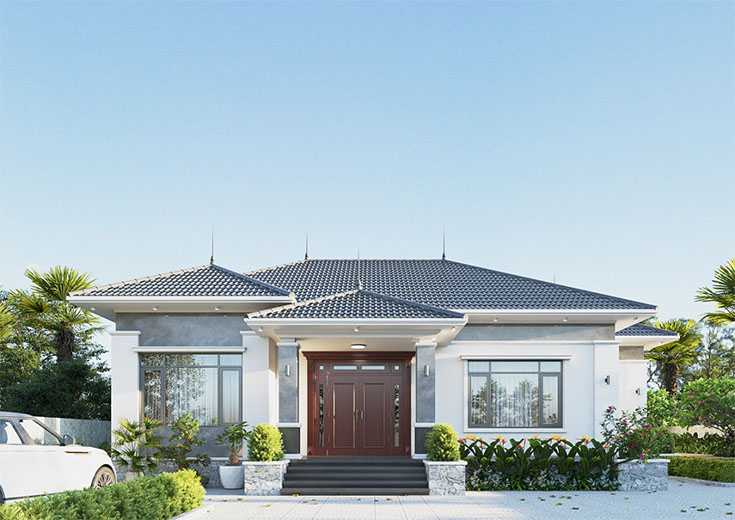 Mẫu nhà mái Nhật có sân vườn