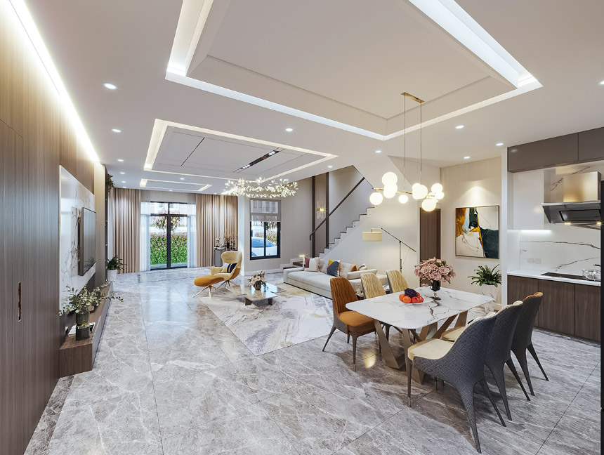 Nội thất phòng khách và bếp