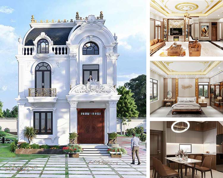 Thiết kế nội thất mẫu nhà 2 tầng phong cách tân cổ điển