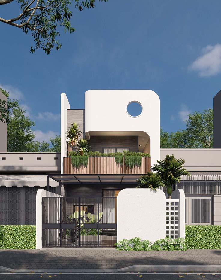 Nhà 1 trệt 1 lầu 4x20m phong cách tối giản