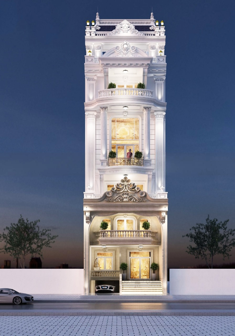 Nhà phố tân cổ điển có tầng hầm chìm