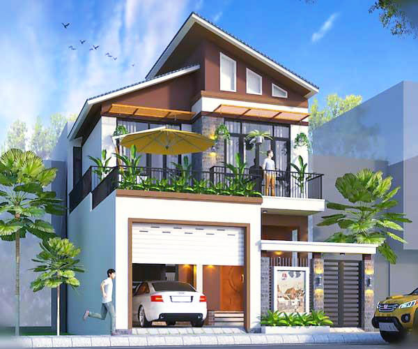 Nhà phố mái lệch tại thống nhất