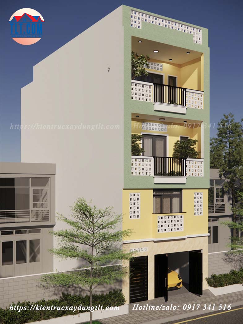 Mẫu nhà 4 tầng thiết kế 3D