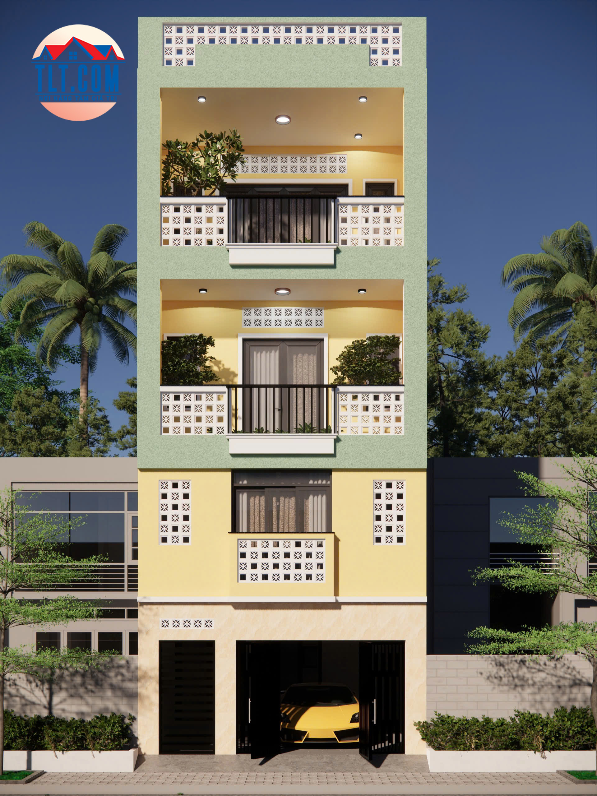 Thiết kế 3D mẫu nhà gác lửng