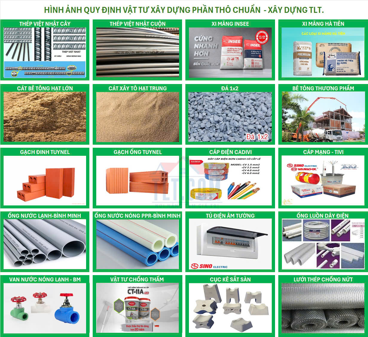 Vật tư xây dựng phần thô