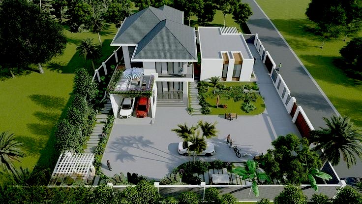 Mẫu nhà biệt thự sân vườn kiểu hiện đại