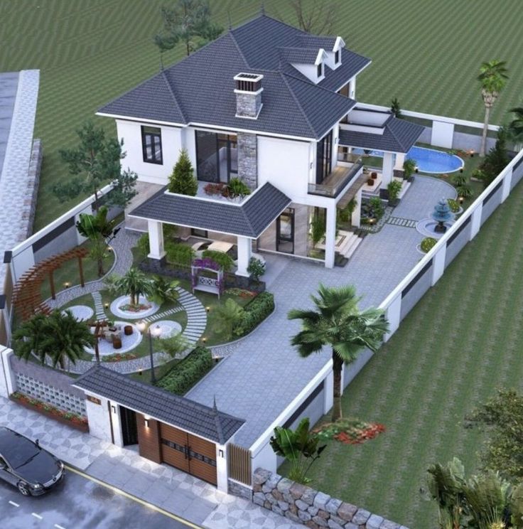 Mẫu nhà biệt thự sân vườn mái Nhật