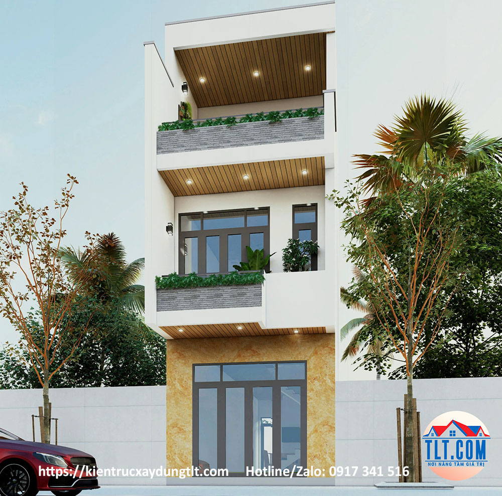 Thiết kế 3D mẫu nhà 3 tầng