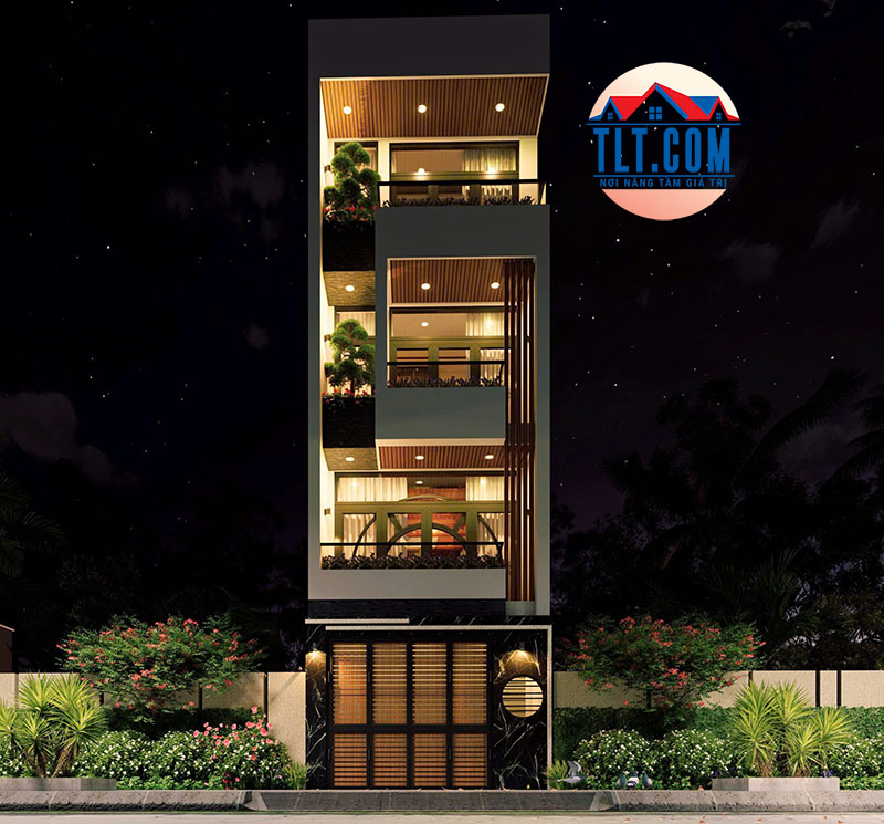 Thiết kế kiến trúc nhà về đêm
