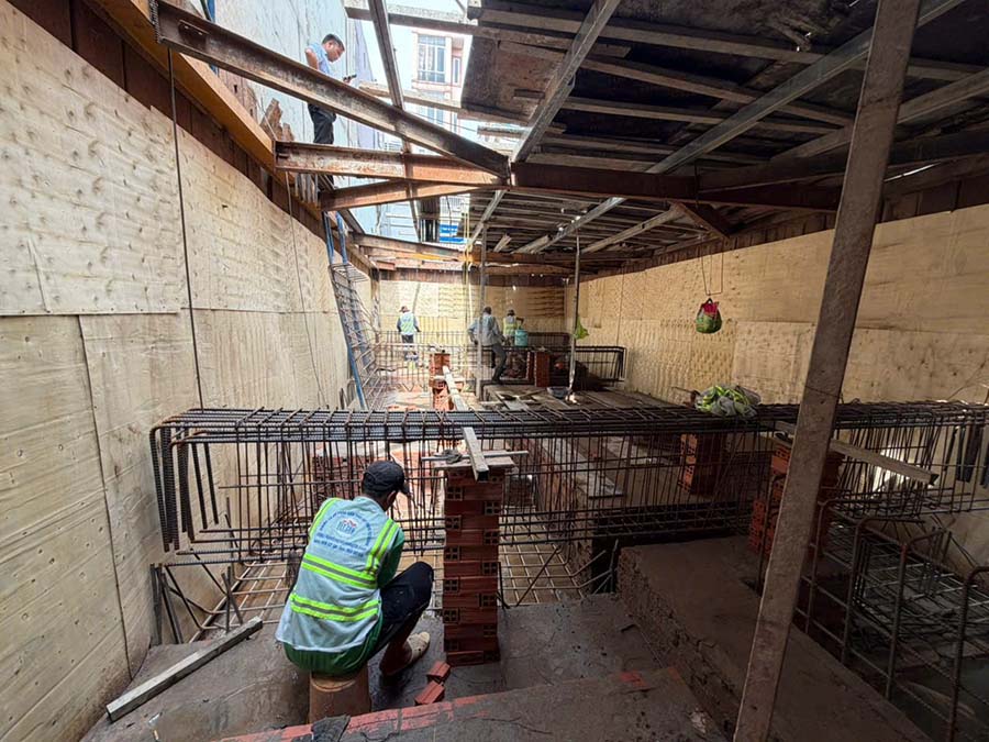 xây nhà tầng hầm phần thô