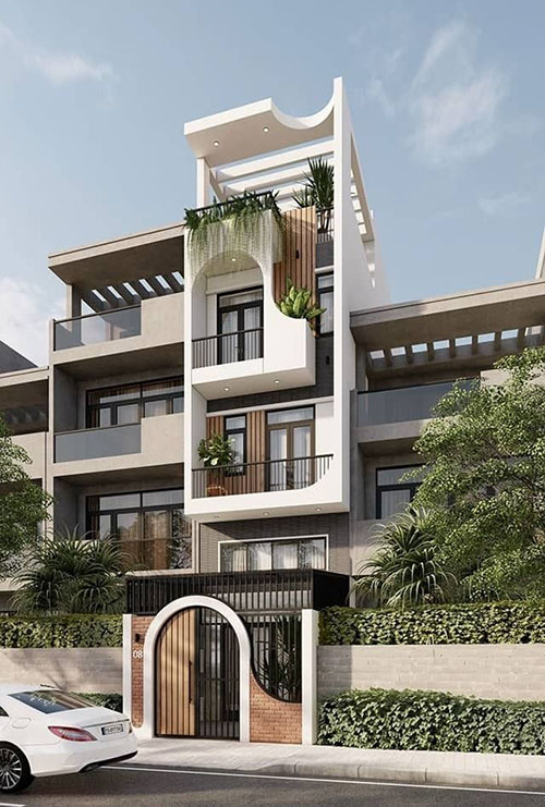 Mẫu thiết kế nh&agrave; 1 trệt 1 lửng 2 lầu