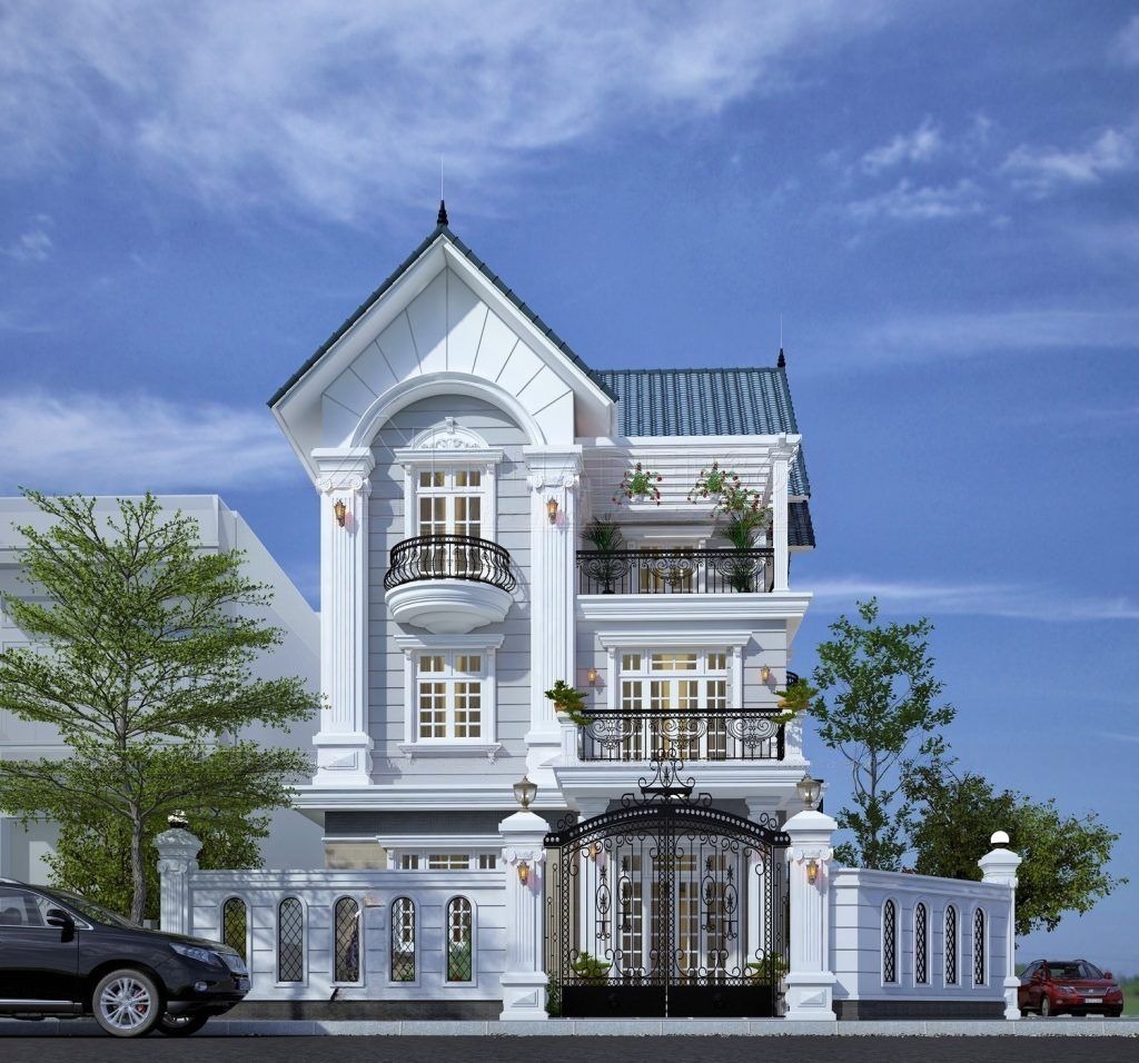 Nhà 1 trệt 2 lầu mái Thái