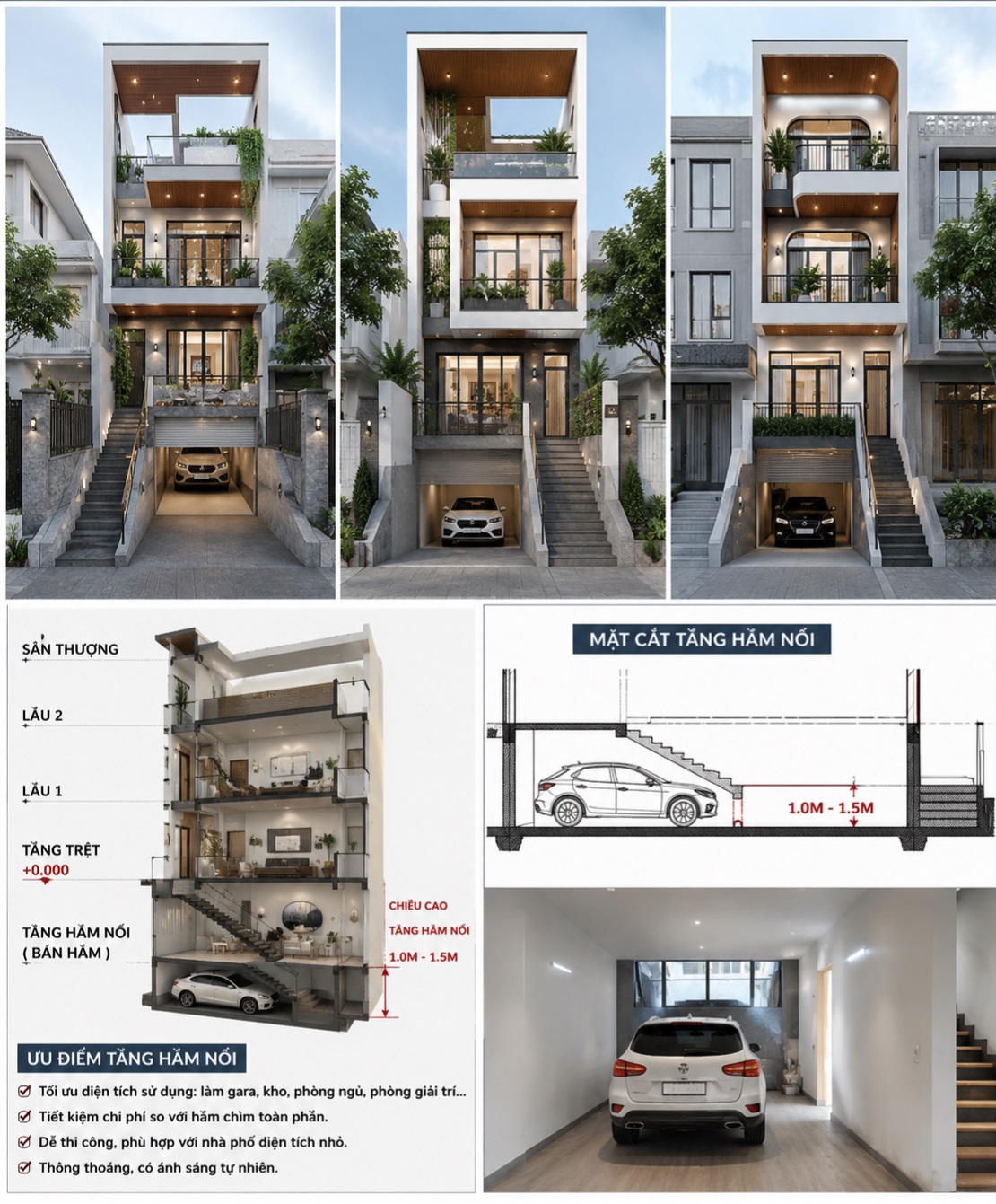 Mẫu nh&agrave; tầng hầm nổi