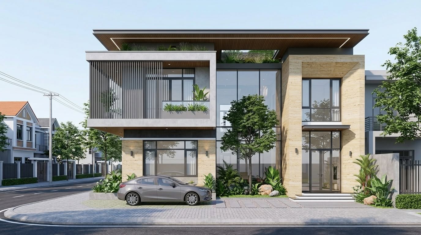 Nh&agrave; 1 trệt 1 lầu hiện đại