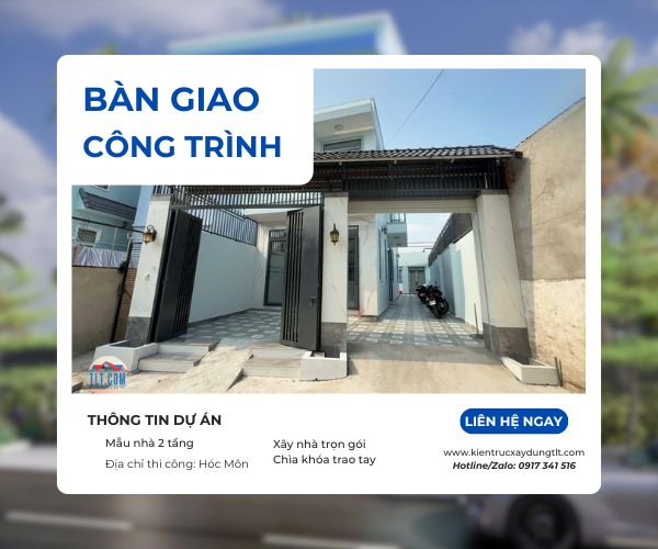 Bàn giao công trình xây dựng nhà phố 2 tầng Hóc Môn