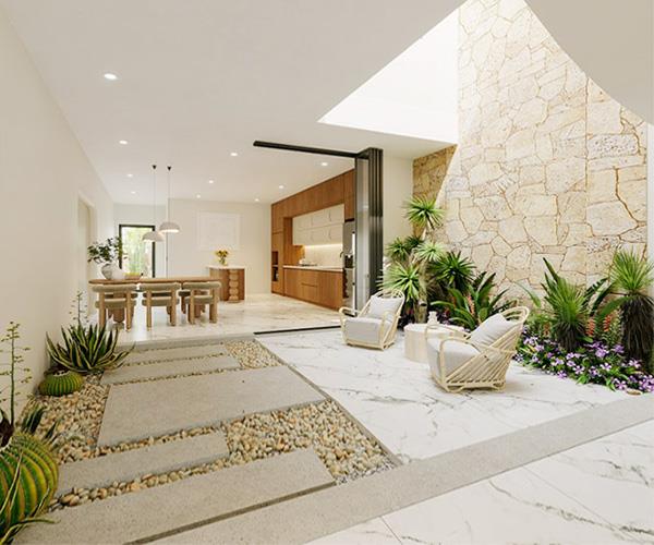 Giếng trời nhà phố đẹp – Lưu ý khi thiết kế và thi công giếng trời