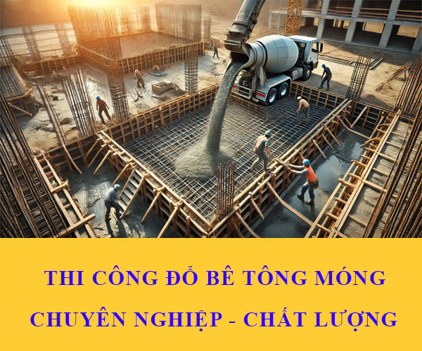 Thi công đổ bê tông móng chất lượng - Thầu xây nhà phần thô TPHCM 