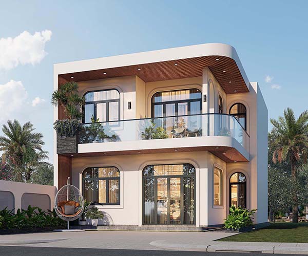 Mẫu nhà 2 tầng 4 phòng ngủ đẹp và hiện đại – chi phí xây dựng thấp