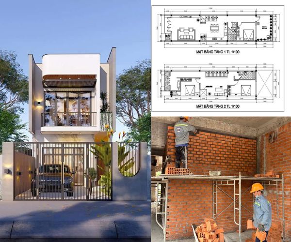 Các mẫu nhà 1 trệt 1 lầu diện tích 4*15m