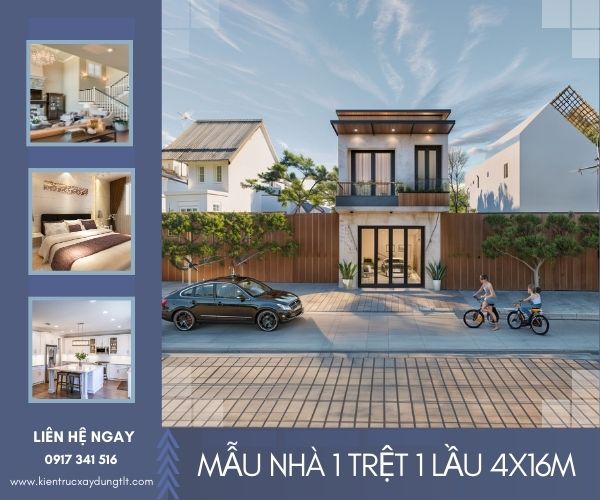 Mẫu nhà 1 trệt 1 lầu 4x16m “Xu Hướng” thiết kế hiện đại