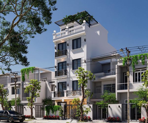 Thiết kế thi công nhà 1 trệt 3 lầu tum hiện đại 