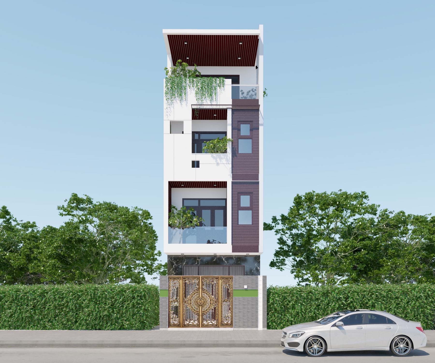 Mẫu nhà phố 4 tầng hiện đại diện tích nhỏ