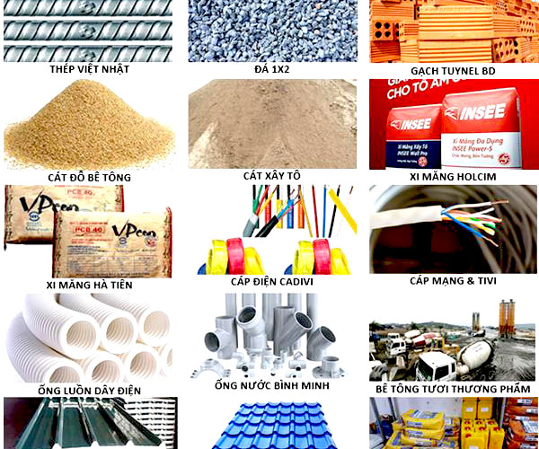 Chọn vật liệu xây dựng trong phần thô