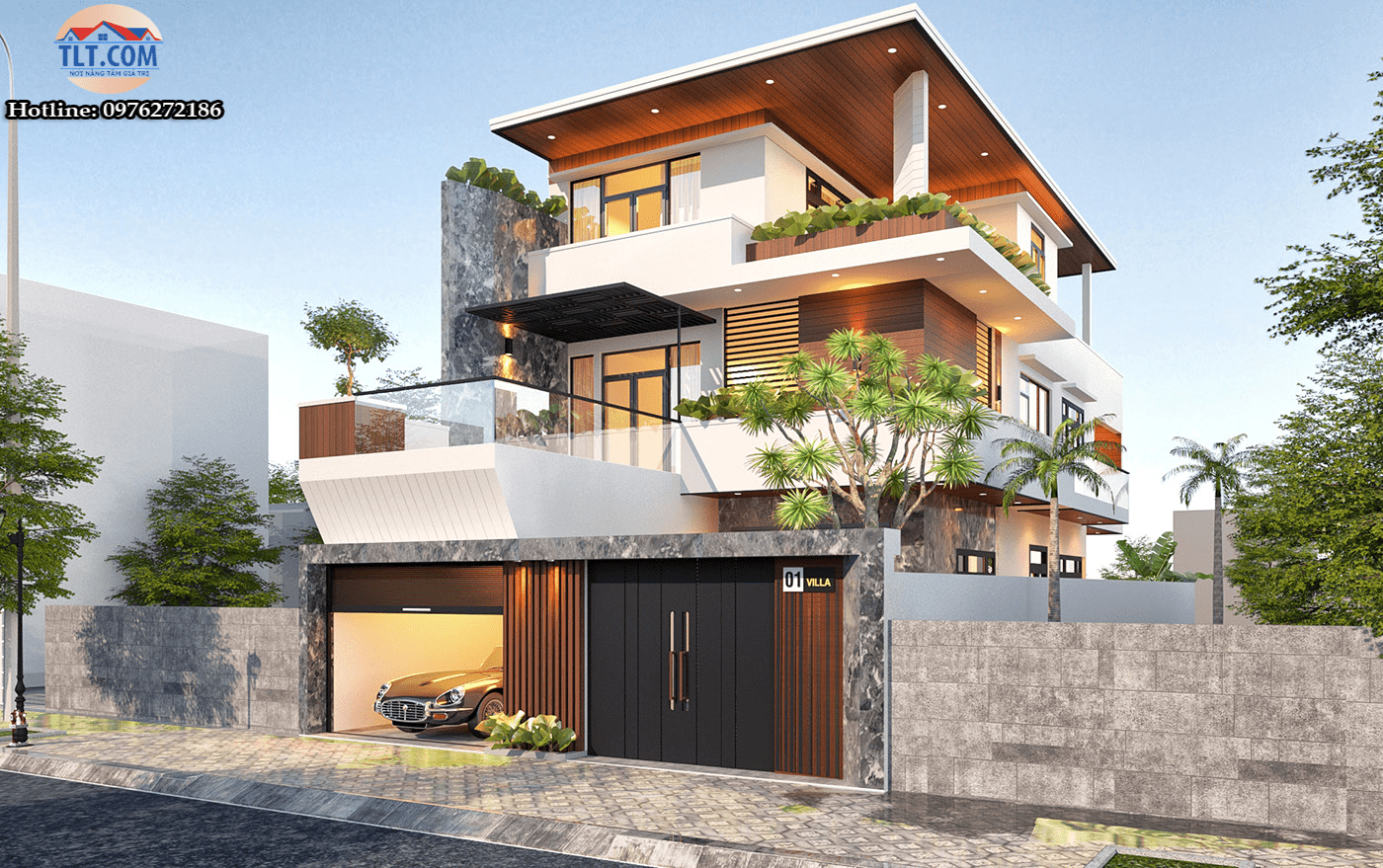 Mẫu biệt thự 1 trệt 2 lầu