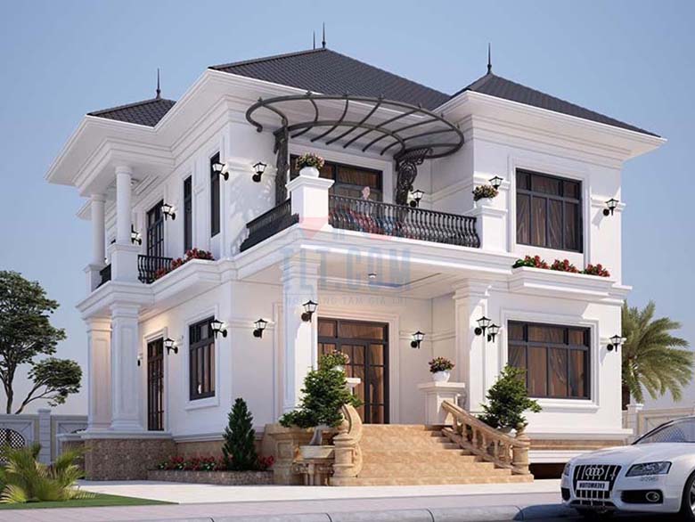 Mẫu biệt thự mái nhật tân cổ điển
