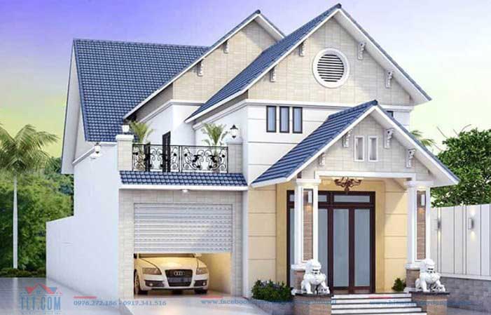 Mẫu nhà cấp 4 mái thái có ô tô