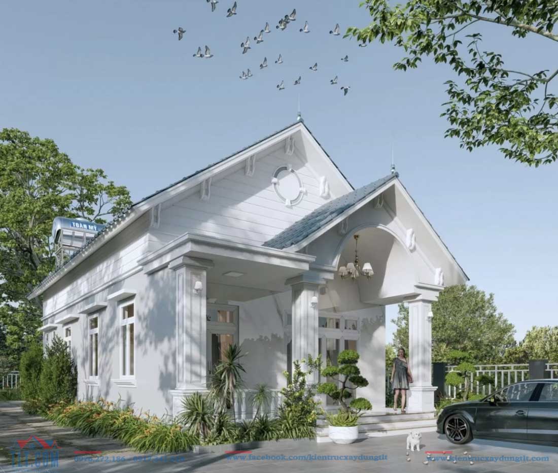 mẫu nhà cấp 4 gác lửng mái thái