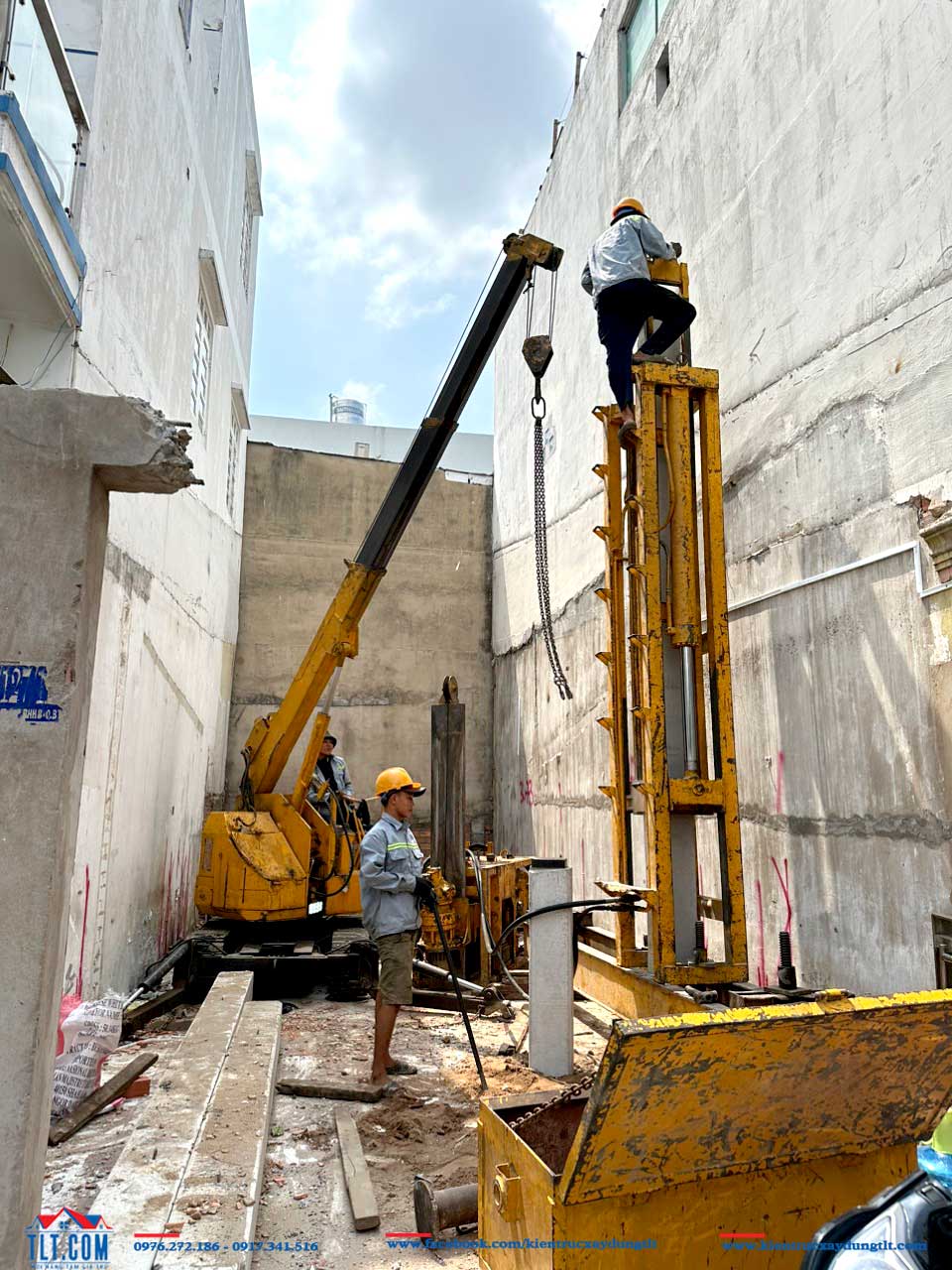 Thi công đóng móng cọc nhà phố