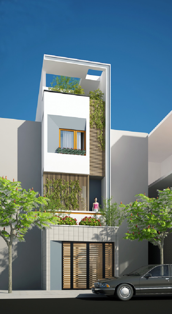 Nhà 1 trệt 2 lầu có sân thượng