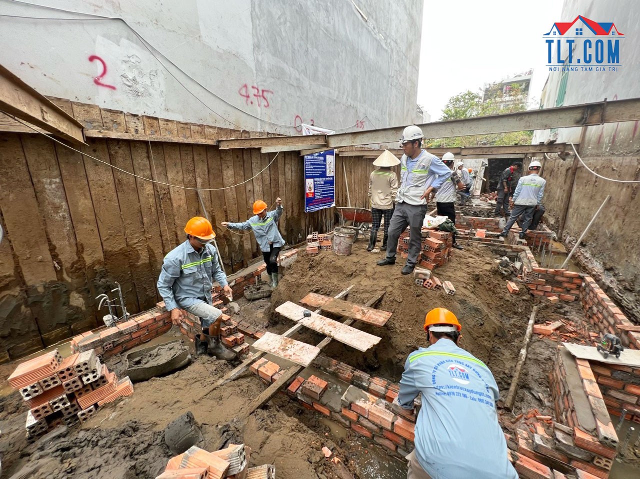 thi công móng, đá kiềng_xây nhà tầng hầm tại quận 9