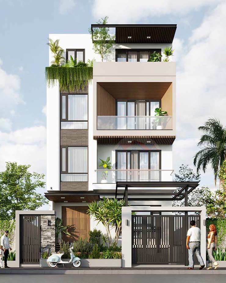 Nhà phố hiện địa 1 trệt 2 lầu 1 tum